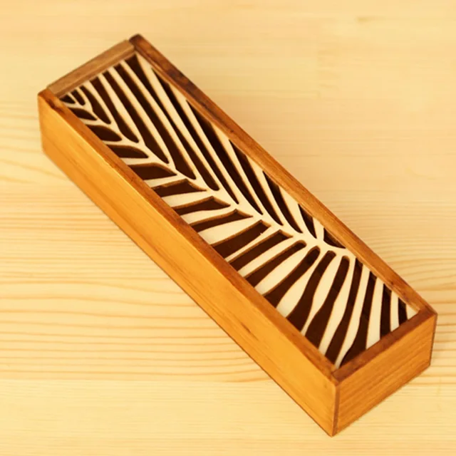 Hot 1pcs Hollow Wood Pencil Case Storage Box Creative Students Cute