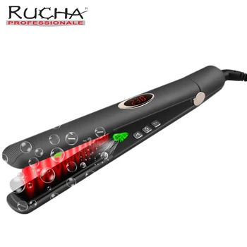 

RUCHA Swivel Cord Salon Style Infrared Flat Iron Recover Damaged Hair With ions MCH Fast Heating Straightener Dual Voltage Iron