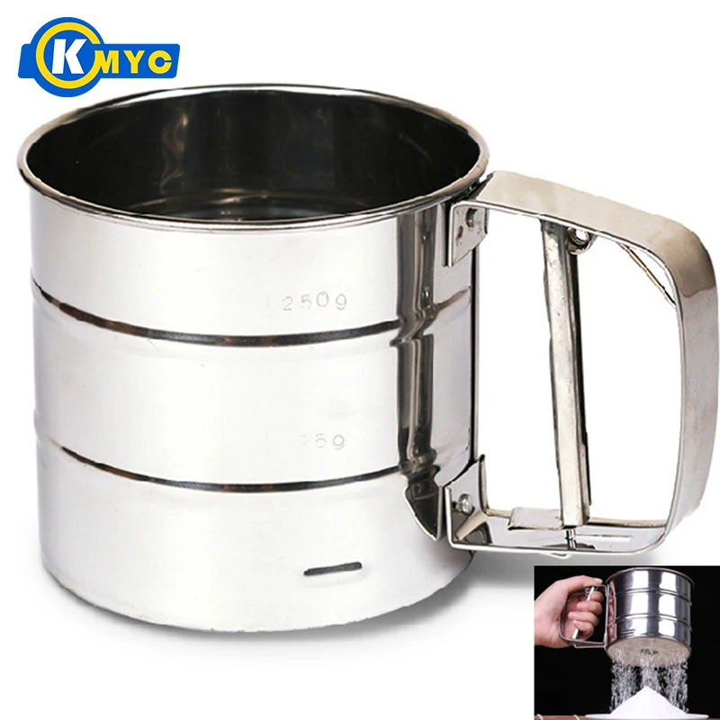 

KMYC Brand New Stainless Steel Sieve Cup Powder Flour Mesh Sieve Baking Tools For Cakes Decorating Pastry Tools Bakeware