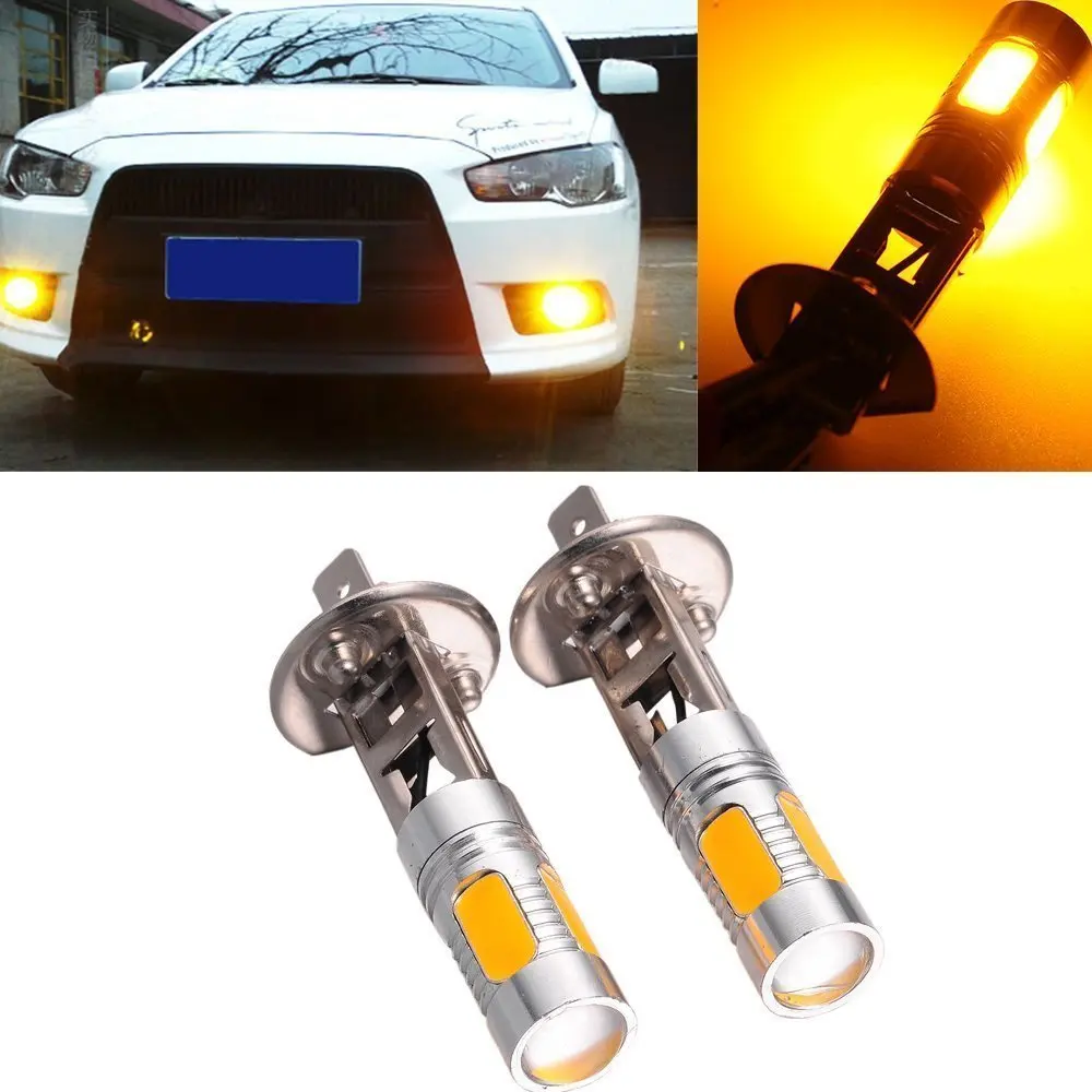 2 шт. 12 В светодиодный Voiture Jour Brouillard Lumieres de concuite Lampe Ampoules DRL H1 7 5 W jaune H3|led voiture|12v ledh1 lamp |