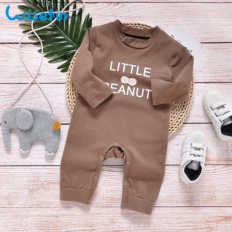 Wisefin Peanut Baby Clothes Letter Long Sleeve Baby Rompers bebek tulum Baby Boy Romper Baby Onesie Newborn Jumpsuit Romper P30