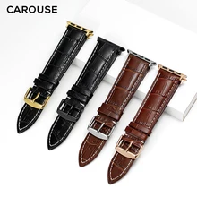 Carouse Watch Accessories Calf Genuine Leather Strap For Apple Watch Band 42mm 38mm Series 4/3/2/1 iWatch 44mm 40mm Watchband