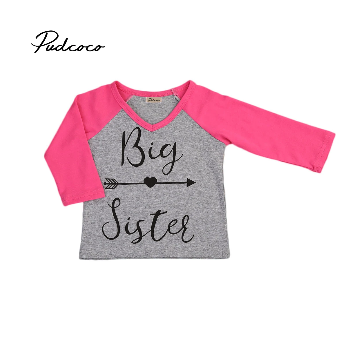 

US STOCK Toddler Baby Kids Girls Litter Big Sister T-shirt Tops Matching Outfits long red sleeve T-shirt for sisters