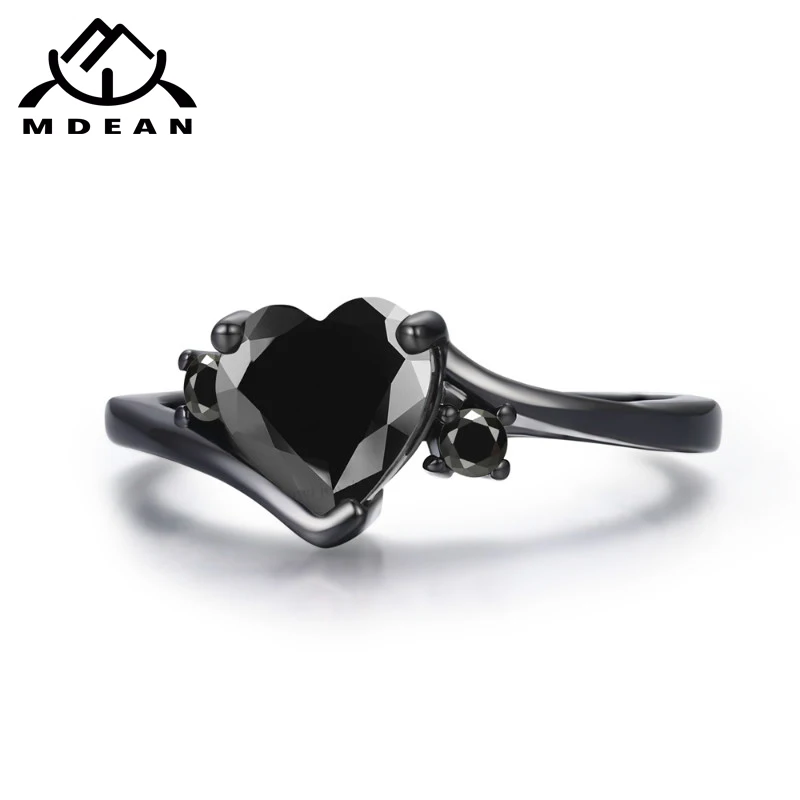 MDEAN Black Gold Color Engagement Rings For Women black AAA Zircon Jewelry Fashion Women Wedding Ring Size 6 7 8 9 10 H519