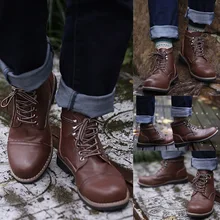 COSIDRAM/зимние мужские теплые ботинки из искусственной кожи; мужские ботинки на шнуровке; Мужская модная винтажная кожаная обувь на шнуровке в британском стиле; BRM-063