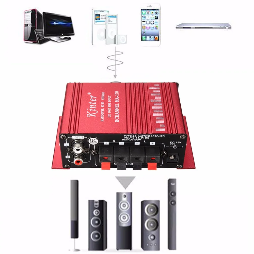 Мини 2CH Hi Fi Цифровой Автомобильный стереоусилитель звуковой режим усилитель