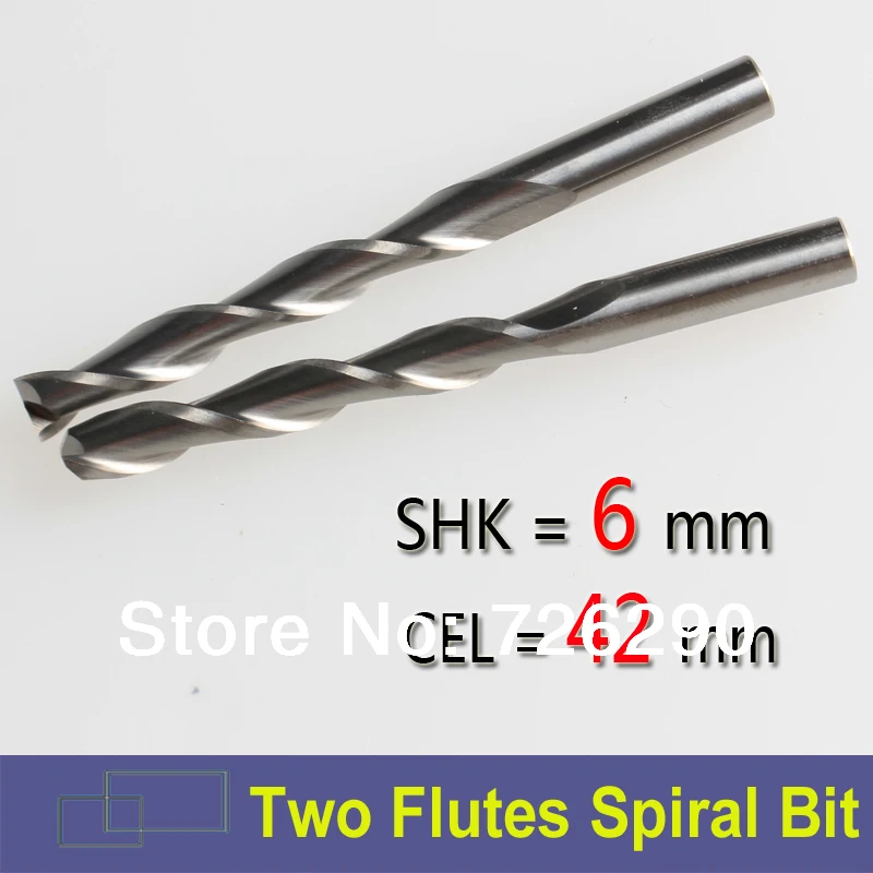 2pcs Shank 6mm X42mm 2 Flutes Carbide Cnc Wood Mill Tool Spiral Milling Cutters In Cnc Tools Kit