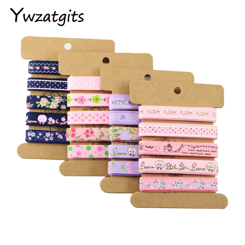 

ywzatgits 5y/lot, 1y/color 3/8"10mm Multi Colors Option Printing Grosgrain Ribbon Decorative Crafts Accessories YR0401