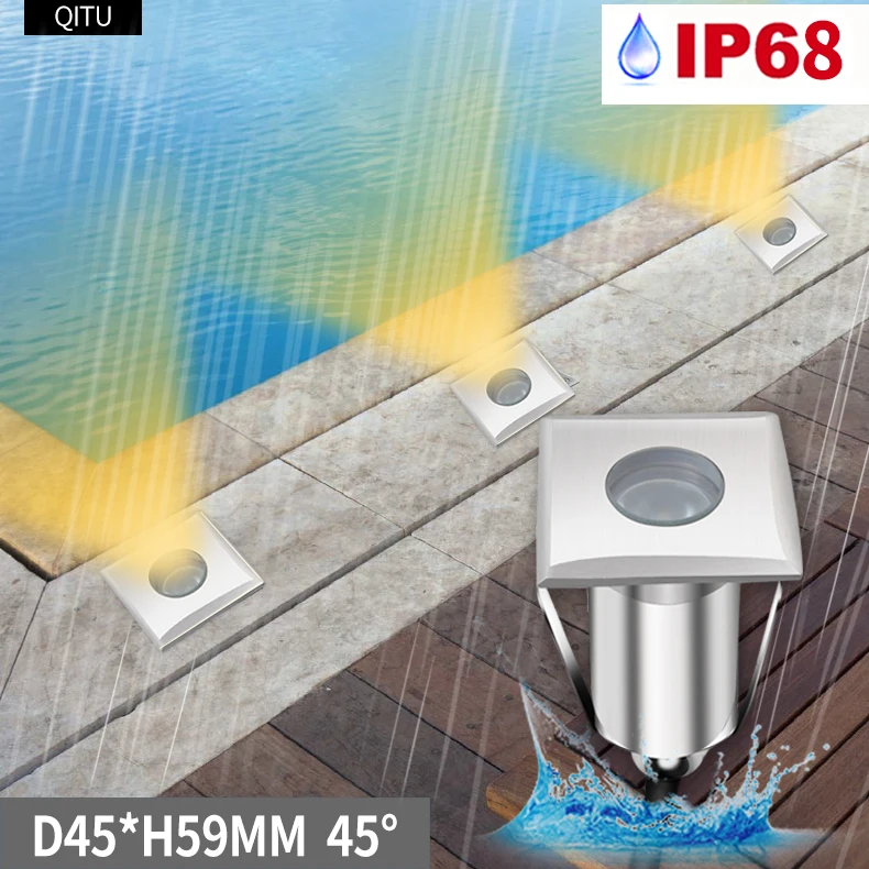 

Spot Buried Built-in LED Underground Light Square Stainless Steel 12-24V Outdoor Courtyard 3W Waterproof Floodlight Spotlight