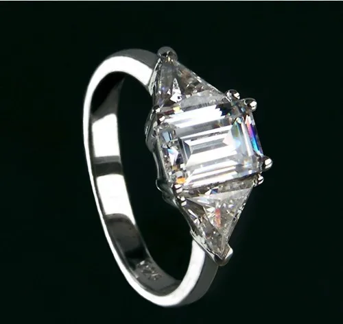 3Ct Изумрудное кольцо превосходное ограждение обручальные ювелирные изделия синтетические бриллианты кольцо стерлингового серебра 925 пробы ювелирные изделия белого золота цвет