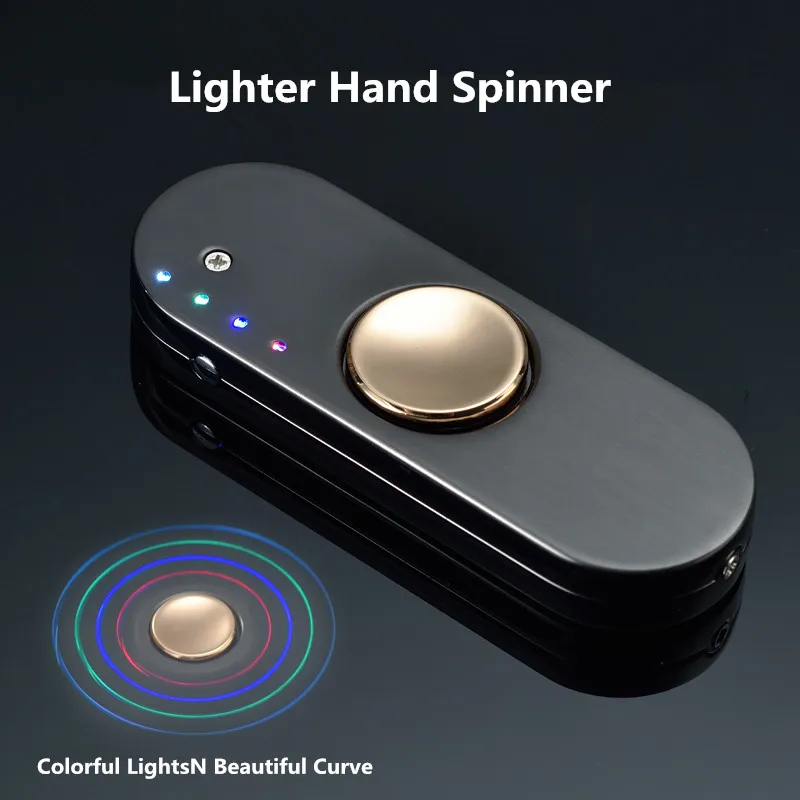 

Multiple Colour Electronic Cigarette Lighter Fidget Spinner LED Colorful Luminous EDC Hand Spinner USB Rechargeable Best Gift