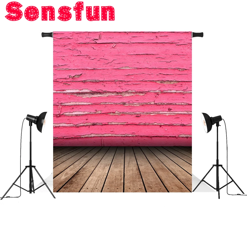 Виниловый фон для фотосъемки новорожденных с розовым деревянным полом Sensfun