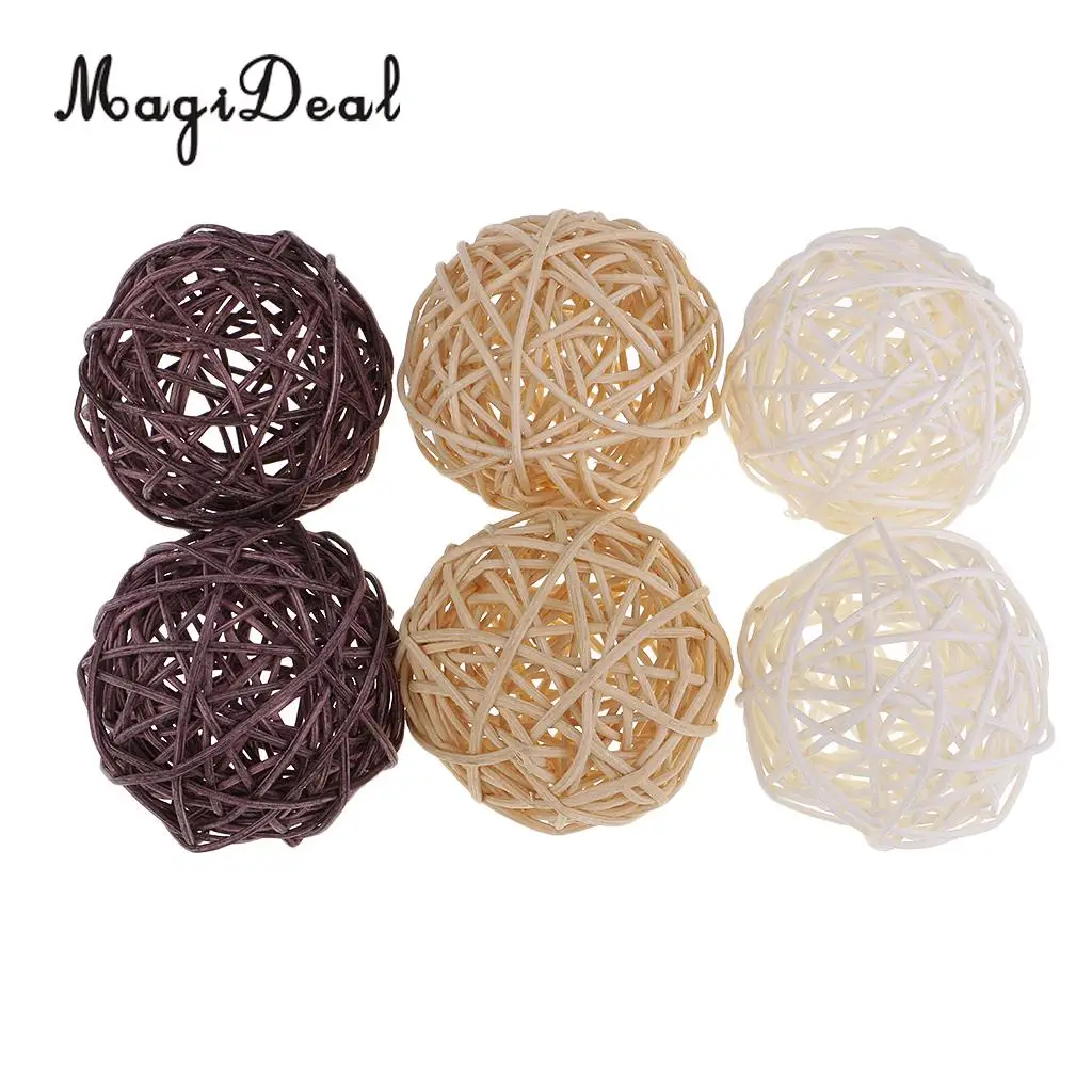  3cm/5cm/7cm Mixed Colors Lovely Wicker Rattan Ball, Christmas Birthday Home Wedding Party Decorations DIY Ornaments Kids Toys