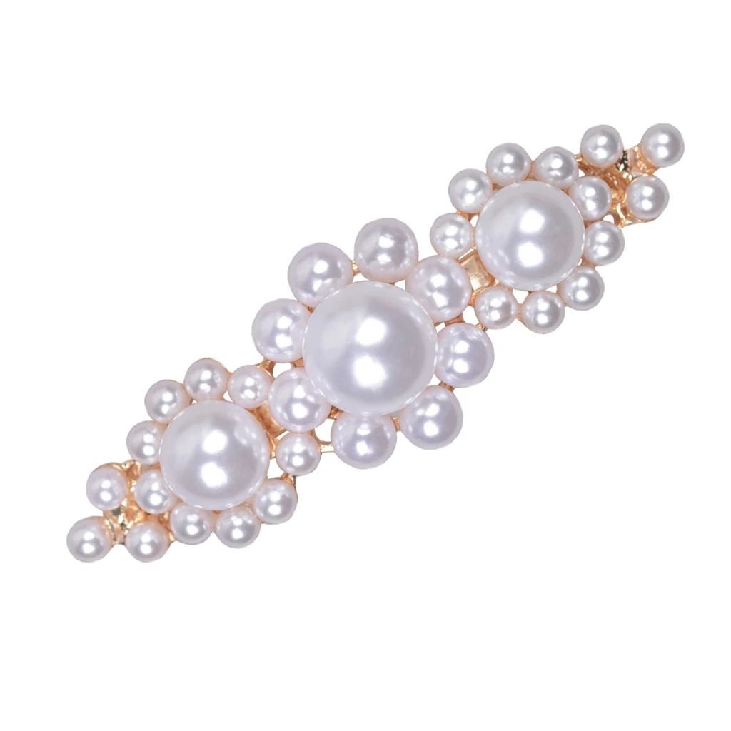 MagiDeal Flower Faux Pearls Spring Barrette Hair Clip Clasp for Women Girls