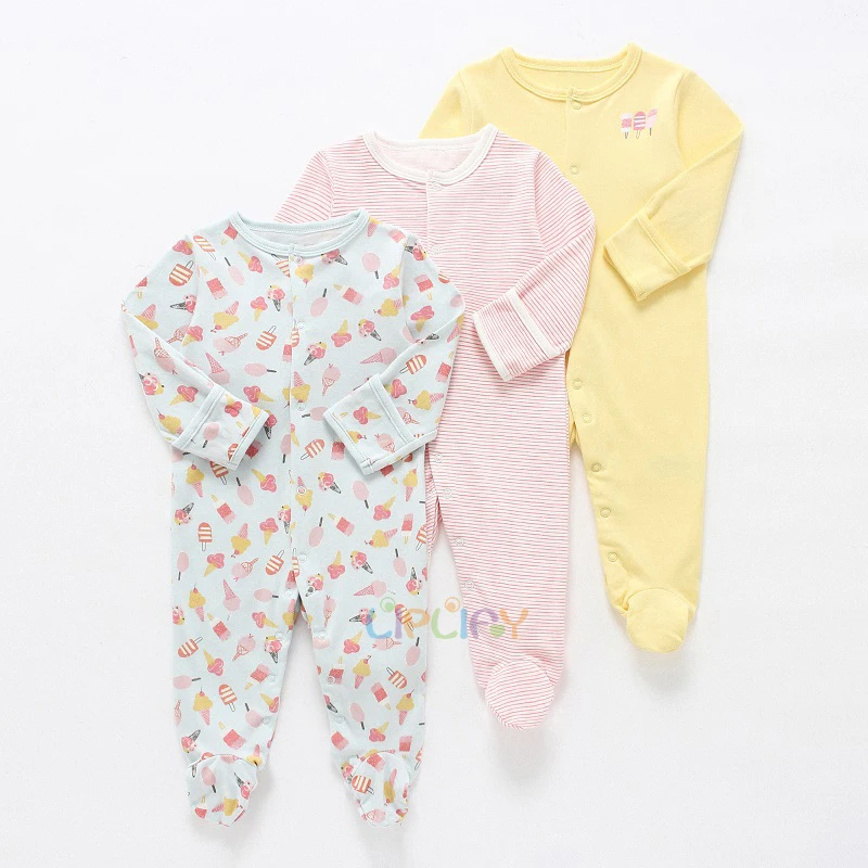 Комплекты детских комбинезонов; пижамы с длинными рукавами для младенцев; Одежда для новорожденных; сезон весна-осень; розовый комбинезон с цветочным принтом для маленьких девочек и мальчиков; одежда для сна