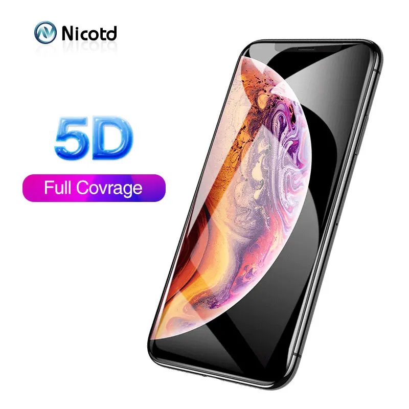 Nicotd 5D Volle Abdeckung Gehärtetem Glas für iPhone X XS 7 6 s Plus XS Max Screen Protector für iP