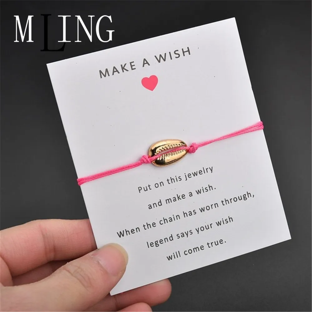 MLING Fashion Gold Alloy Multicolor Rope Chain Bracelet Vintage Shell Bracelet For Women