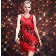 Пикантные Женские коктейльные Клубные юбка партии Костюмы для латиноамериканских танцев танца блесток Fringe платье 5 цветов