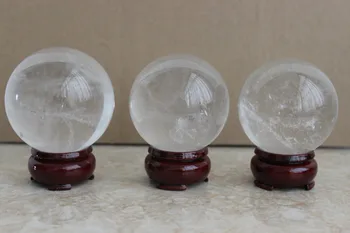 

891g 3pcs NATURAL CLEAR QUARTZ CRYSTAL SPHERE BALL HEALING