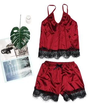 Summer Sexy Sleepwear Set Women Satin Sling Sleepwear Lingerie Lace Bowknot Nightdress Female Solid Soft Sexy Underwear Summer Sexy Sleepwear Set Women Satin Sling Sleepwear Lingerie Lace Bowknot Nightdress Female Solid Soft Sexy Underwear
