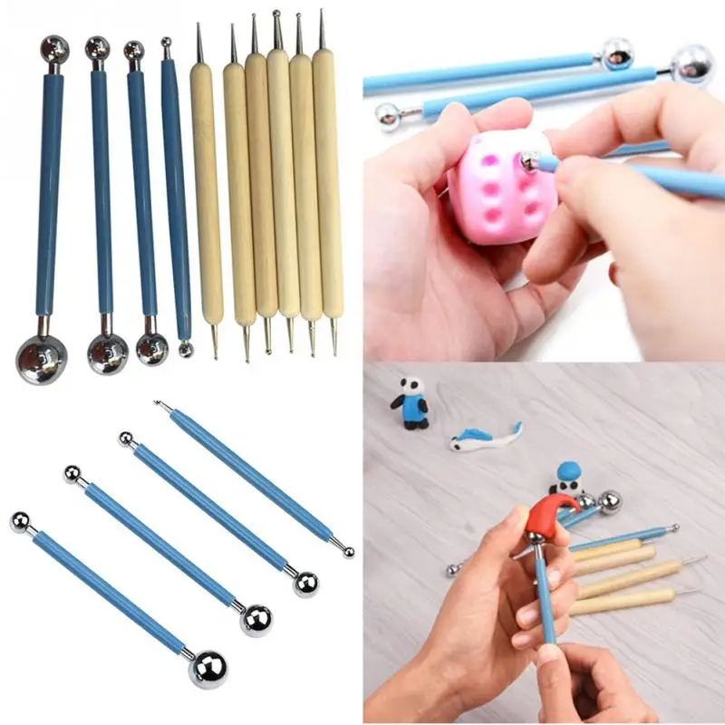 

New 10pcs Pen Pottery Clay Multifunction Dotting Tools set For Rock Painting Sculpting Ball Styluses Gift #1009