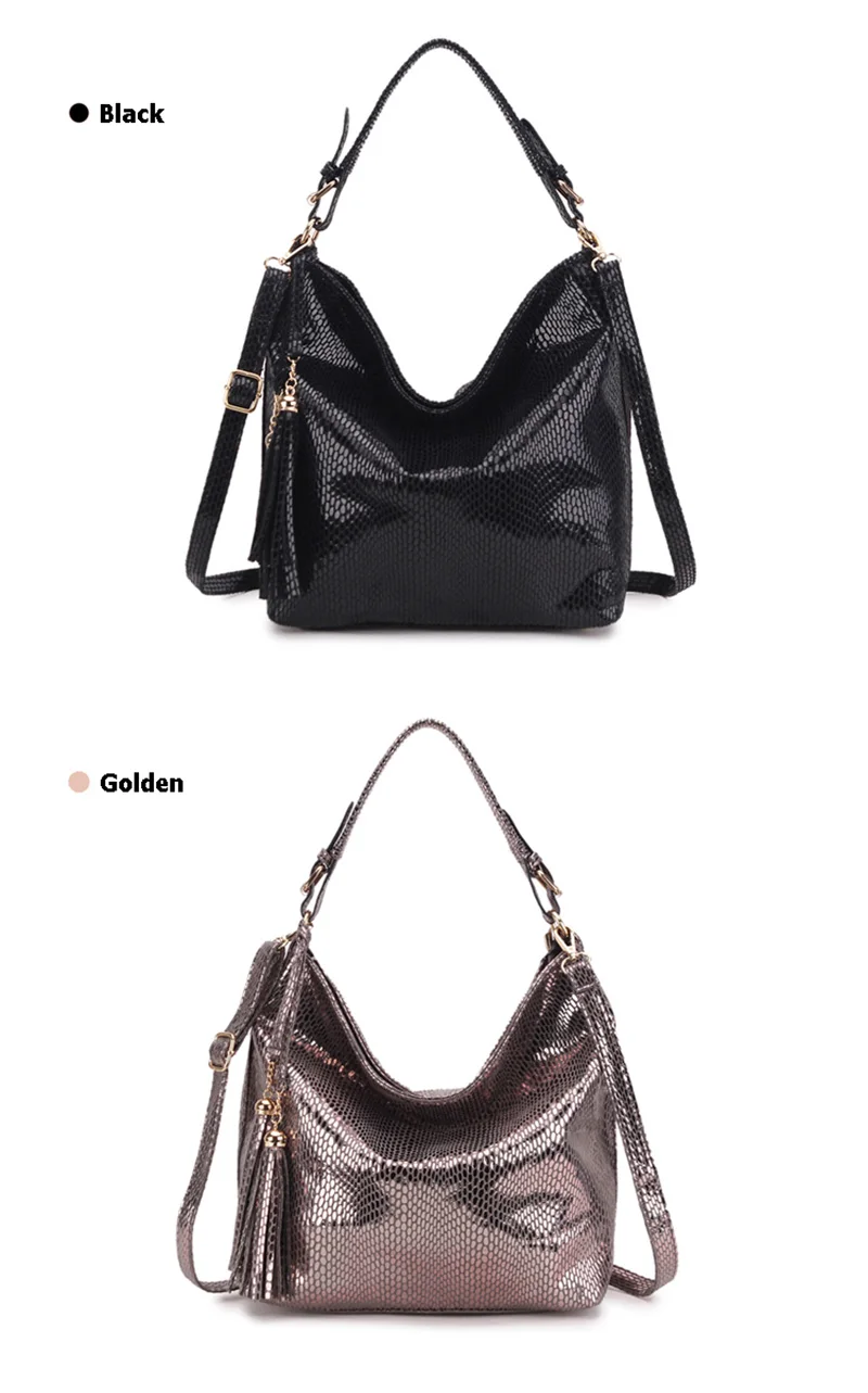 Women Snake Leather Shoulder Bag Female Serpentine Pattern Hobos Bags Tassel Big Handbag Luxury Designer Ladies Tote SS0309 (6)