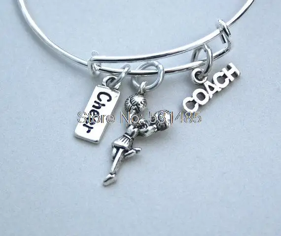 12pcs Cheerleader Charm Bangle Cheer Bracelet Cheerleader Gift