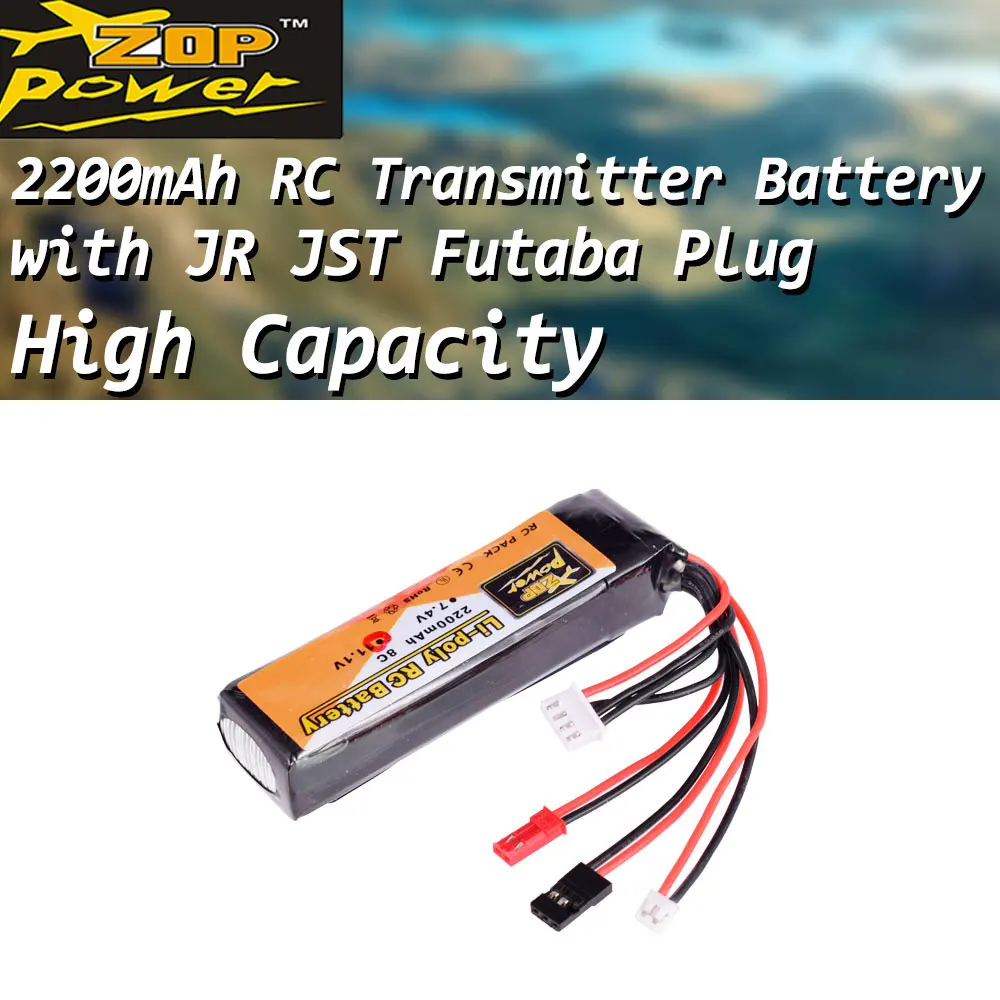 

ZOP Power 11.1V 2200mAh 8C 3S Lipo Battery JST JR Futaba Plug Rechargeable For RC Drone Helicopter Quadcopter Transmitter