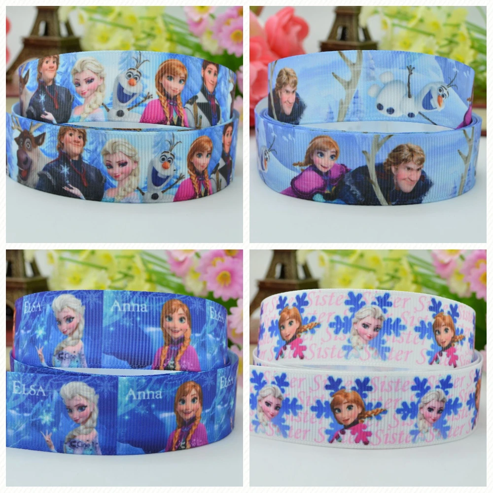 

DUWES 7/8" 22mm 2 5 10 20 50 Yards Froze Elsa anna olaf Printed grosgrain ribbon hair bow DIY handmade Retail