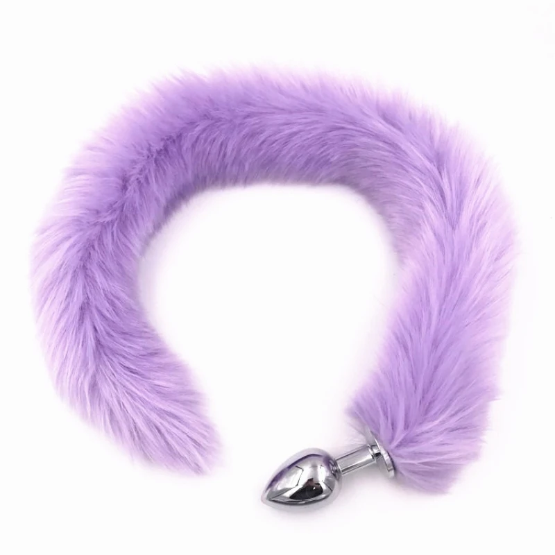 Анальная пробка с хвостом из нержавеющей стали анальная длинными плюшевыми