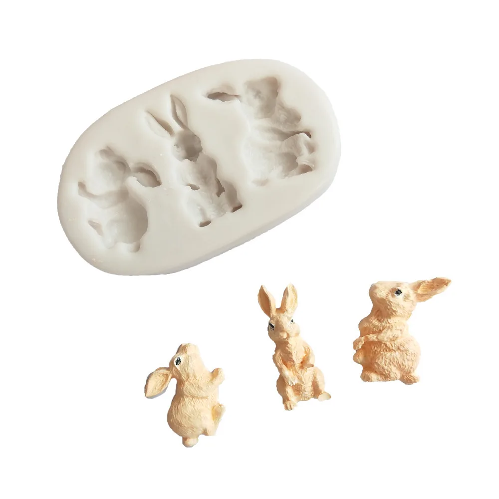 

Three rabbits liquid silica gel mold, sugar DIY soft clay clay modeling tool J137