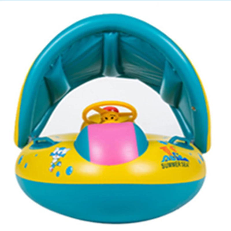 

Kids Baby Swimming Gear Safe Inflatable Toy Infant Yacht Water Fun Toy for Baby Adjustable Sunshade Seat Float Boat Toy