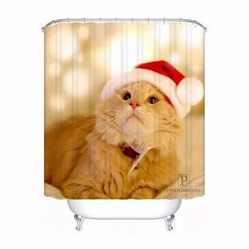 

Custom Christmas Animals Dog Bathroom Acceptable Shower Curtain Polyester Fabric Bathroom Curtain #180318-37-14