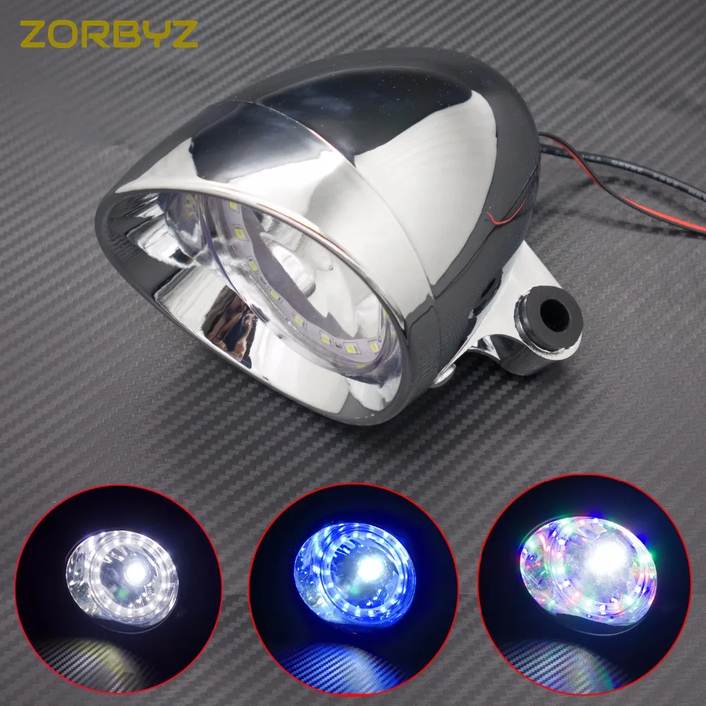 

ZORBYZ Motorcycle Chrome LED Bullet Spot Light Fog Light Head Lamp with Angel Eyes Light Fit For Harley Honda Suzuki Yamaha