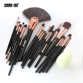 

MAANGE 22PCS Cosmetic Makeup Brushes Tool Set Foundation Power Eye Shadow Brow Liner Blending Contour Blush Fan face Brush Kits