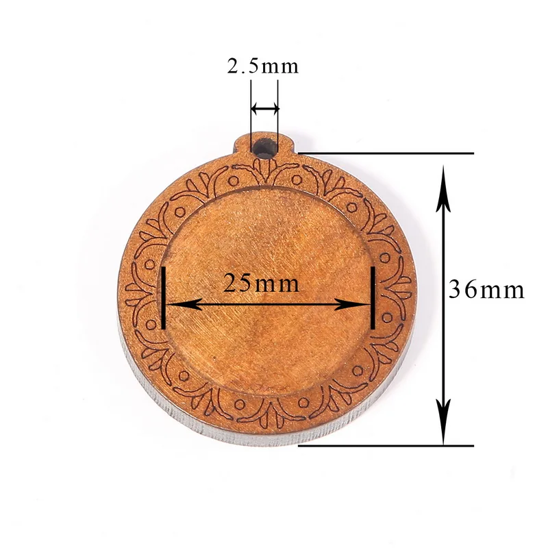 2 шт 4 шт Круглые Деревянные Подвески Кулон Кабошон Настройки 25 мм Внутренний размер пустой кулон Ювелирная база Лотки 13 стиль на выбор - Цвет: Style 08