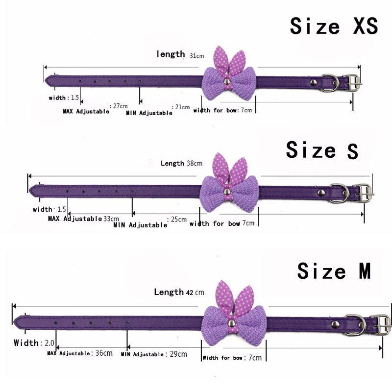 Регулируемый кожаный ошейник с милым бантом для щенков, ошейник для собак, ошейник для кошек, ошейник для собак mascotas cachorro, колье для собак XS s m
