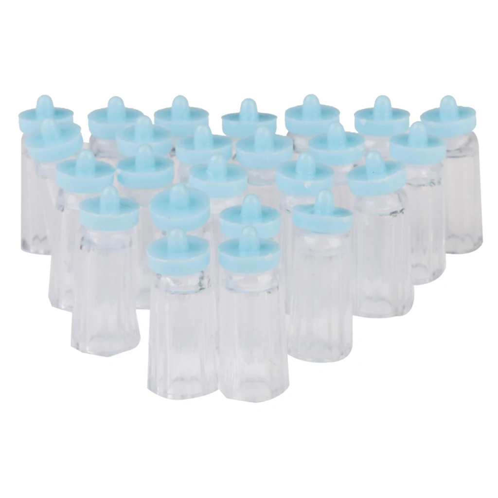 24pc Mini Baby Bottle Favors Decorations Baptism Birth Parties Measures 2x0.7cm, Blue