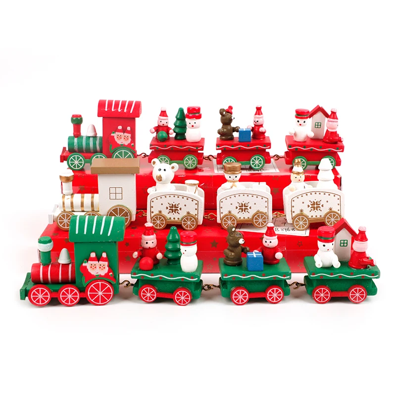 

Christmas Train Painted Wood Christmas Decorations For Home Santa/Bear Xmas Kid Toys Gift Ornament navidad noel New Year 2020