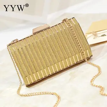 

YYW Pink Metal Lady Clutch Bag Evening Party Bags Clutches Chain Shoulder Handbags Classical Mini Purse Day Evening Clutch Bags