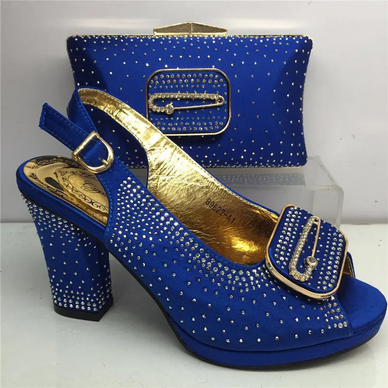 Capputine,, итальянская женская обувь на высоком каблуке и сумочка в комплекте, комплект из обуви и сумки синего цвета в африканском стиле для свадьбы, BL215C - Цвет: Синий