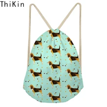 THIKIN Drawstring Bag Women Travel Pouch Cute Beagles Pet Dog Prints Small Backpacks Mochilas Storage Dust-proof Bags for Kids