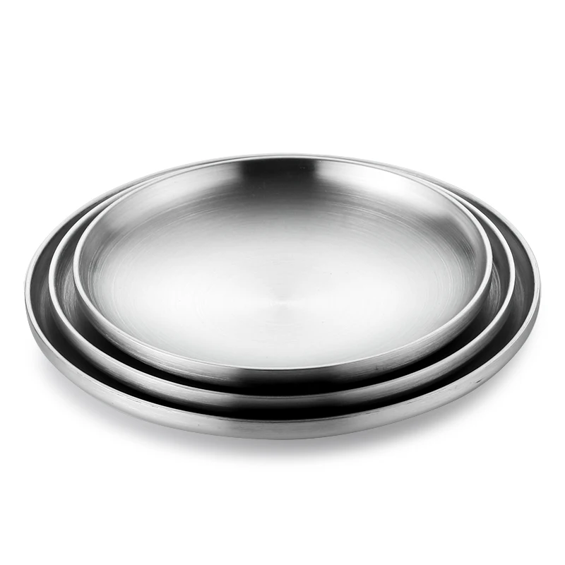 ONLYCOOK 304 Stainless Steel Plate Dinner Plates Double Insulated Plate