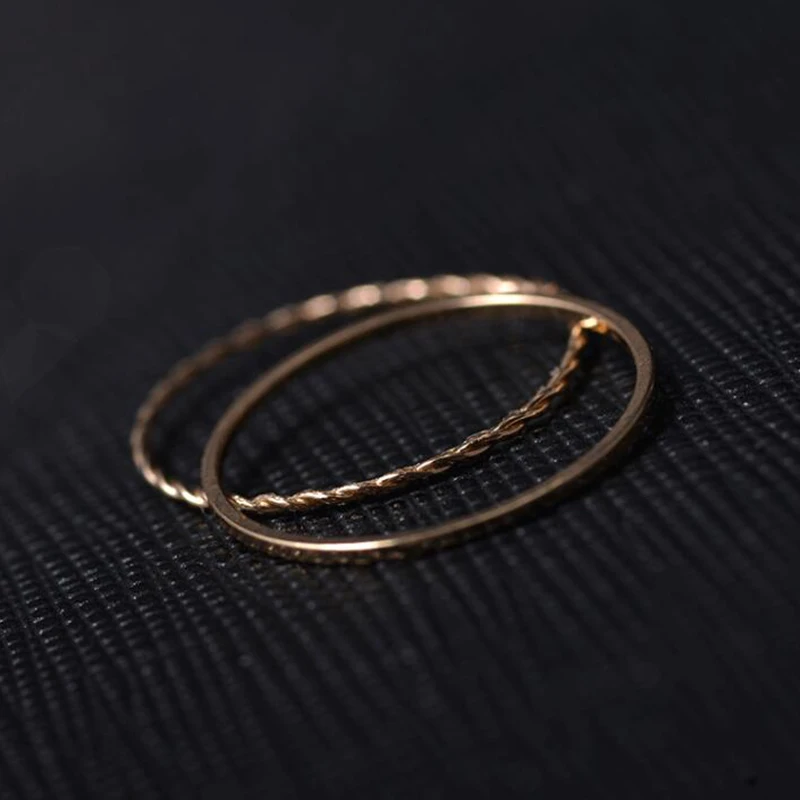 Простое металлическое Золотое блестящее кольцо из 2 частей, простое Совместное кольцо в японском и корейском стиле, изящное кольцо с хвостом для женщин, подарок