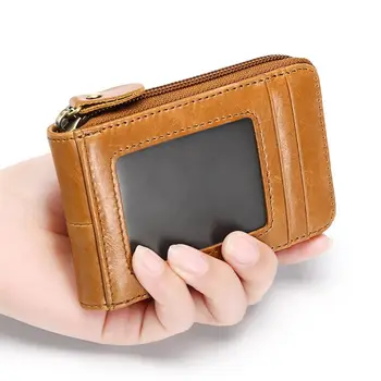 

Sell at a loss! Solid Male Bank Credit Card Wallet Men Soft Card Package Real Cow Leather Coin Pocket Short Purse Sl