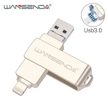 WANSENDA USB флеш-накопитель 128 Гб OTG флеш-накопитель для iPhone/Android/PC 3 в 1 микро USB накопитель 3,0 16 ГБ 32 ГБ 64 ГБ флеш-накопитель