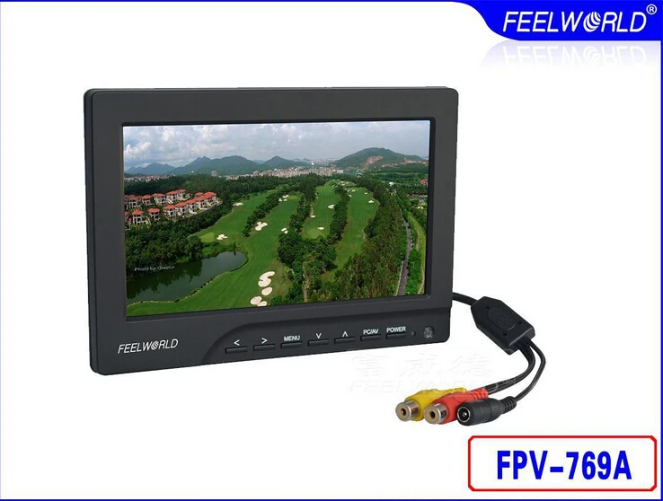 Rc Airplane FPV Monitor Feelworld FPV-769A 7inch HD 800*480p HDMI Out with Sun Shield for FPV RC Quadcopter DSLR Camera