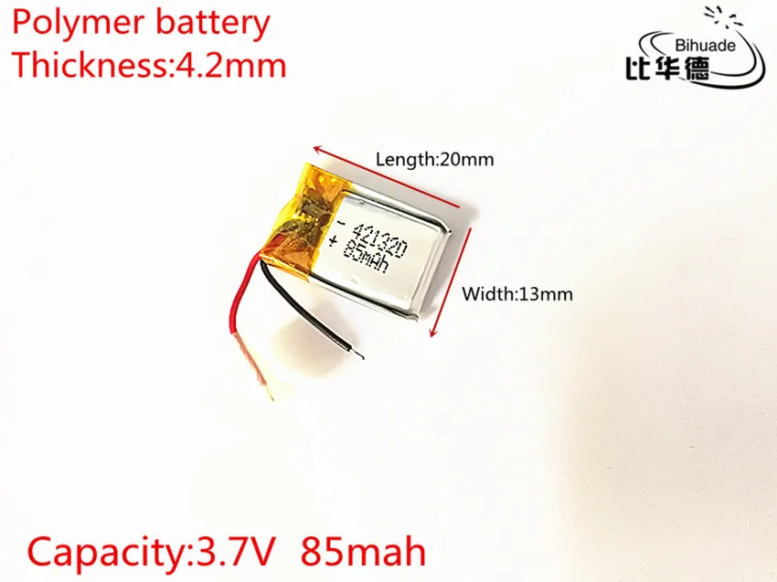 3,7 V, 85 мАч, 421320 PLIB; полимерная литий-ионная/литий-ионный аккумулятор для gps, mp3, mp4, mp5, dvd, bluetooth, мобильный телефон, динамик