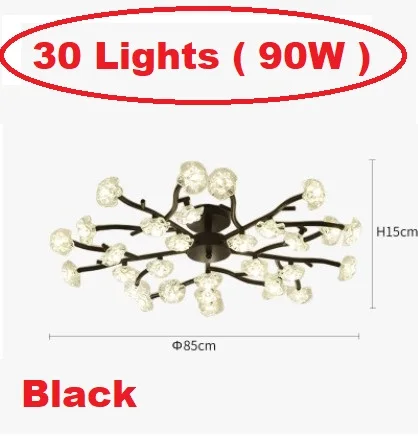 Современный светодиодный потолочный светильник для гостиной, спальни, люстры, креативное домашнее освещение,, Железный Абажур - Цвет абажура: 30 Lights (90w)black