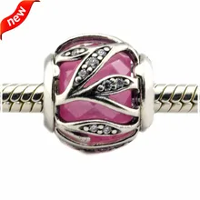 DIY подходит Pandora Браслеты природа сияние талисманы С Розовыми Фианитами 925 пробы серебро бусины